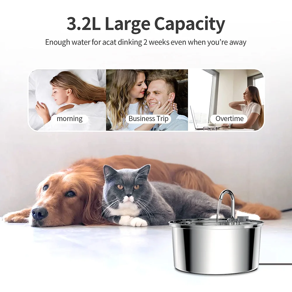 FurFree™ Stainless Steel Pet Water Fountain